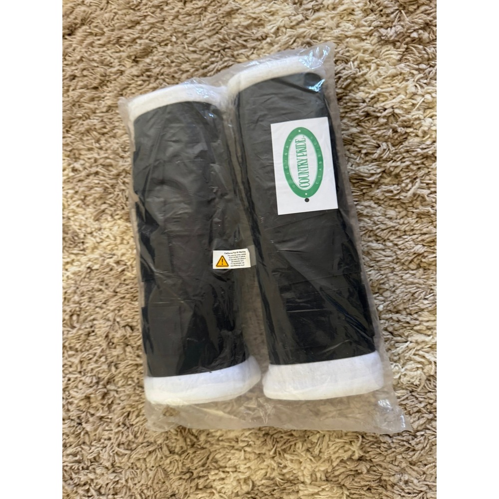 Country Pride Nylon Rapid Wraps 14 Inch Black White Horse Leg Protection Pair